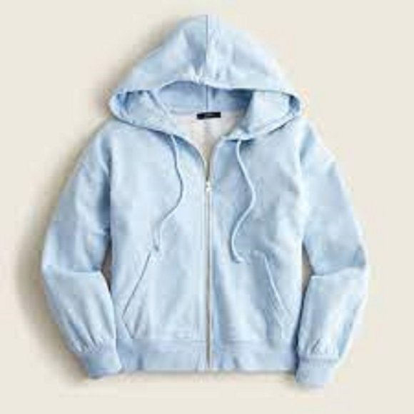 J. Crew Women's University Terry Zip-Up Hoodie with Logo Embroidery Blue Size S - Picture 1 of 4